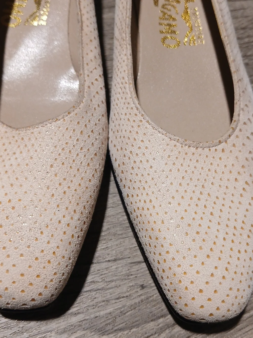 Salvatore Ferragamo Vintage White Perforated Suede Ballet Flats Sz 6.5